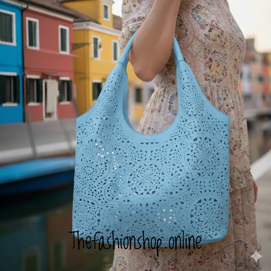 Atlanta blue cut out bag in bag