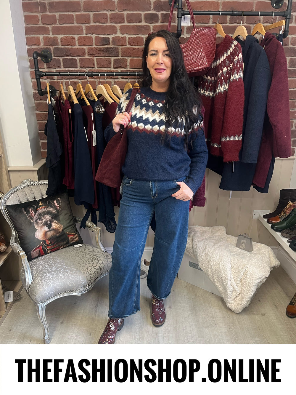Nala navy Fair Isle wool mix jumper 10-18