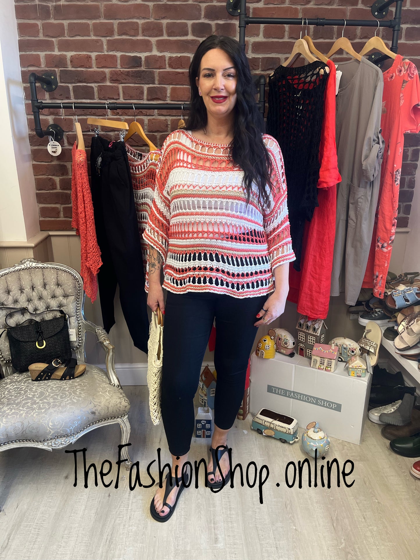 Ellie coral crochet layering top 12-18