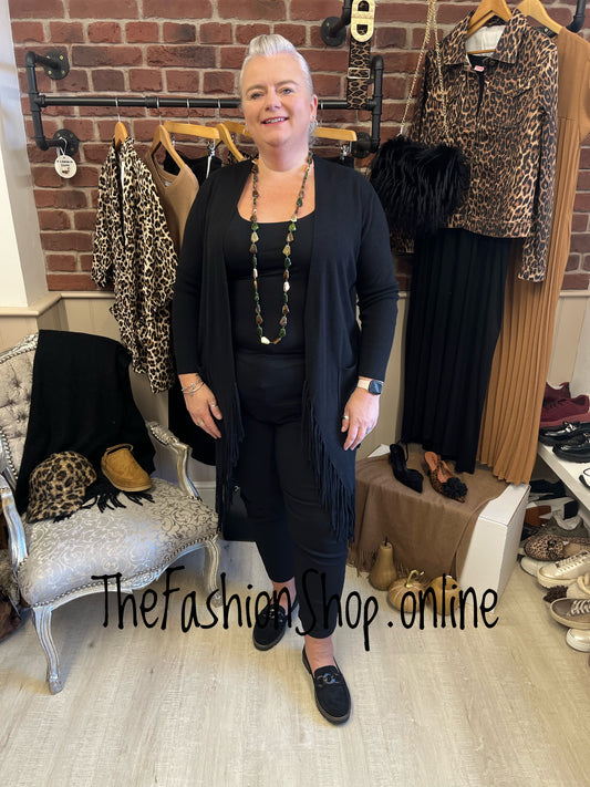 Rachel black tassel cardigan 12-18