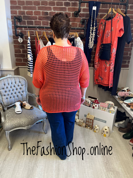 Alison coral crochet layering top 12-22