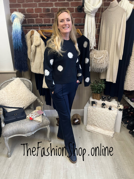 Layla navy and cream jumper sizes 10-16