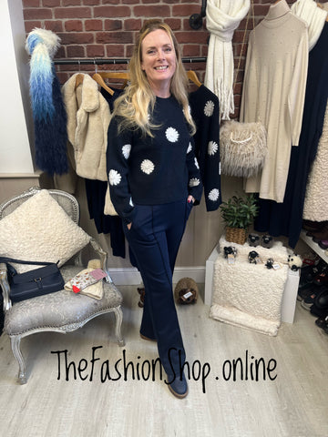 Layla navy and cream jumper sizes 10-16