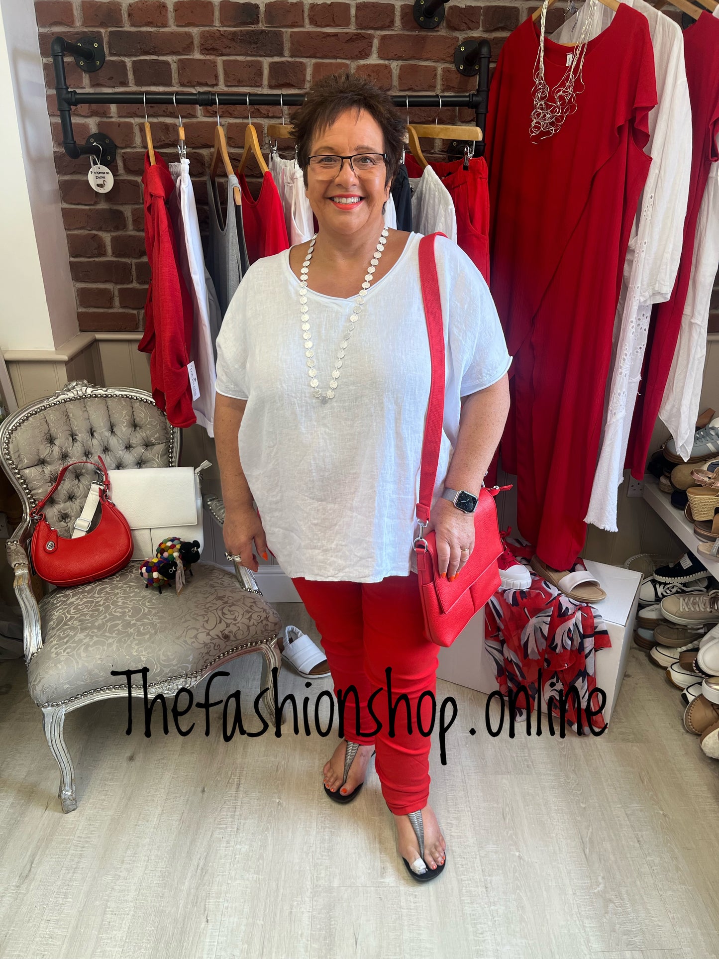 Kali white high low linen top 16-22
