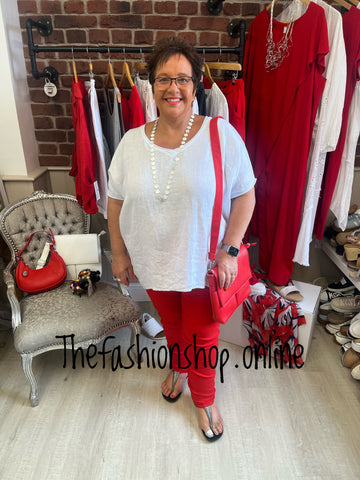 Kali white high low linen top 16-22