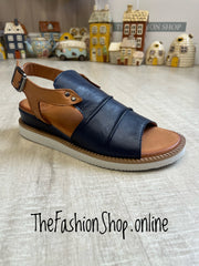 Modella Lyra navy and tan leather sandals sizes 4-8 (37-41)