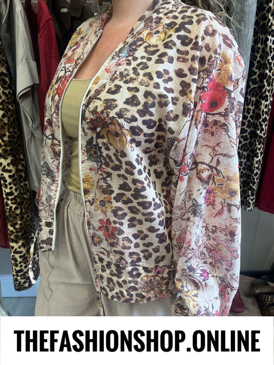 Mya animal print linen mix jacket 8-14