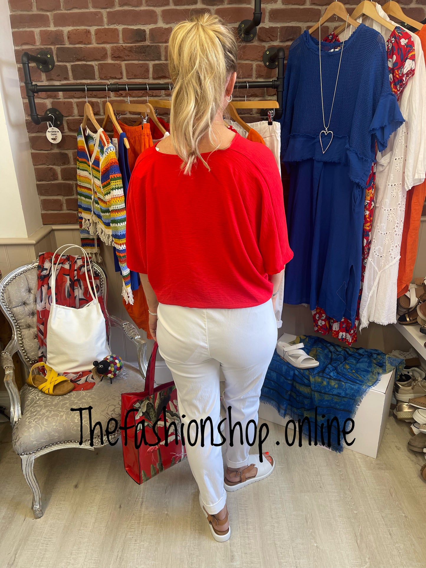 Isabella red tie front top 12-16