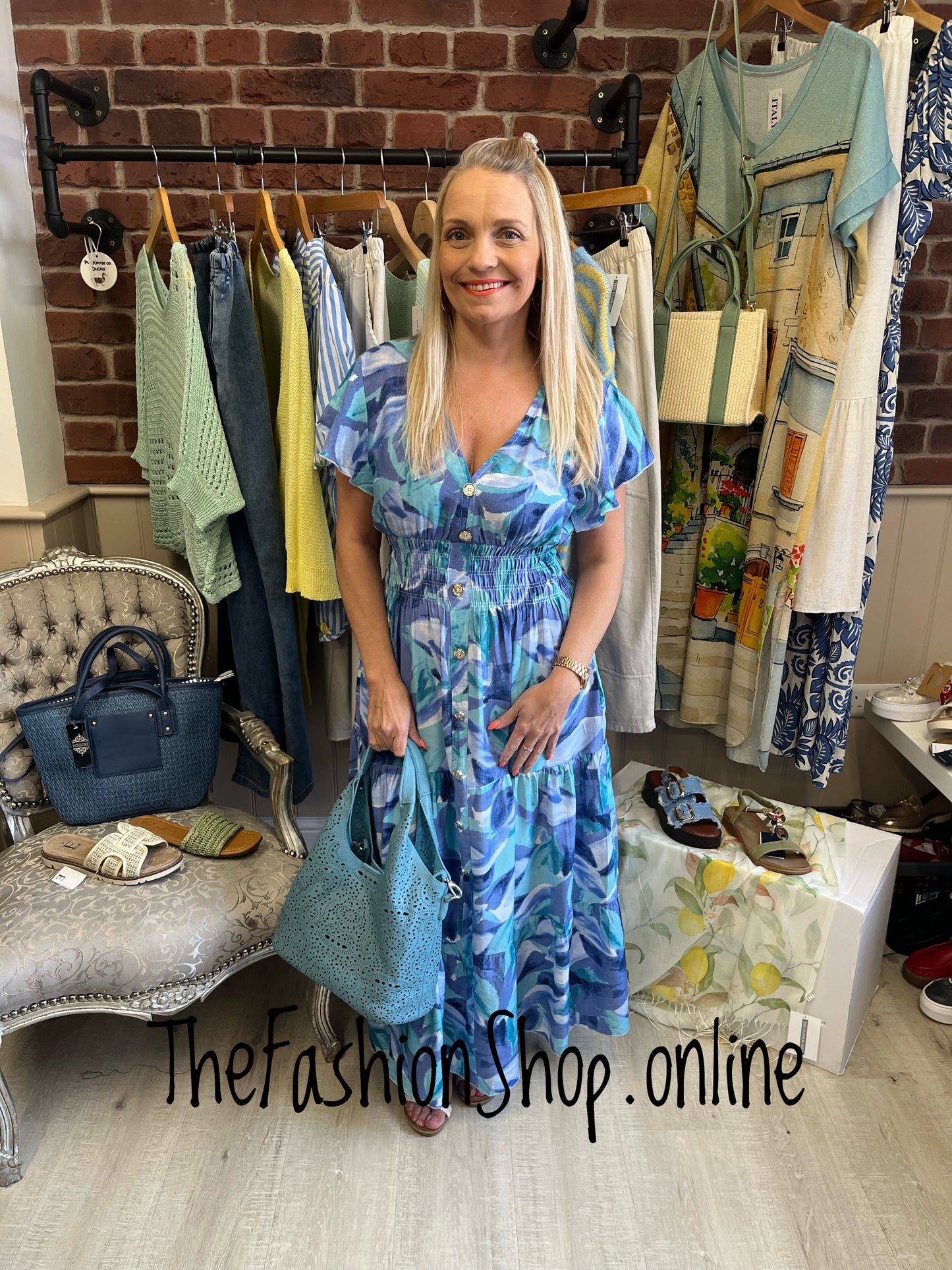 Harmony Ocean Whisper printed Maxi dress 10-18