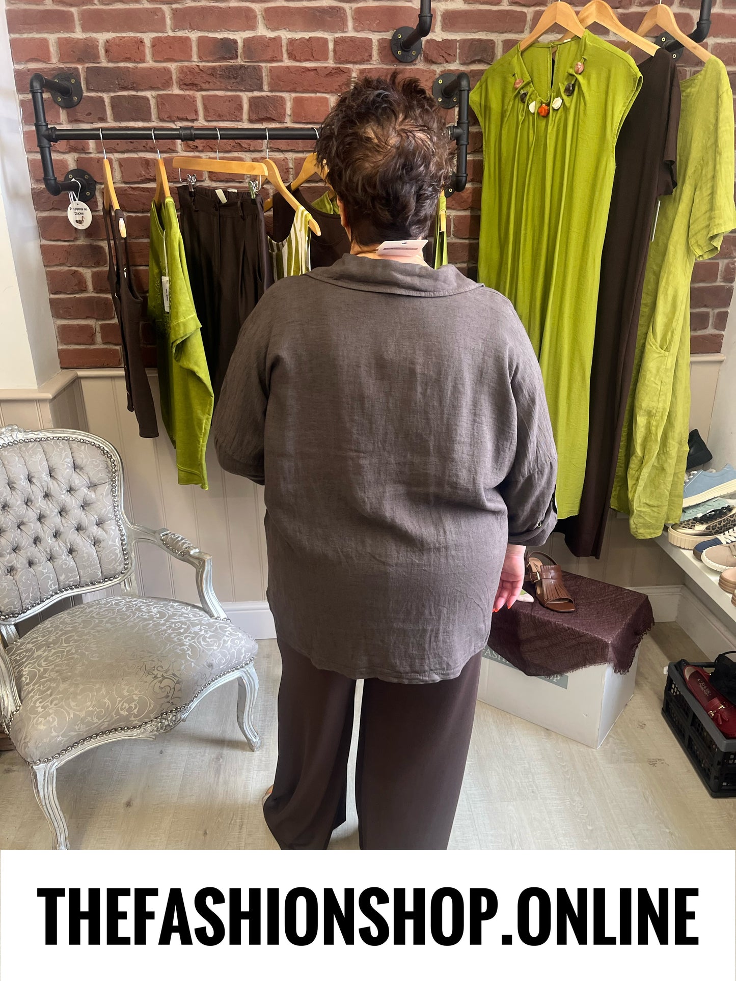 Helena brown linen mix shirt 16-22