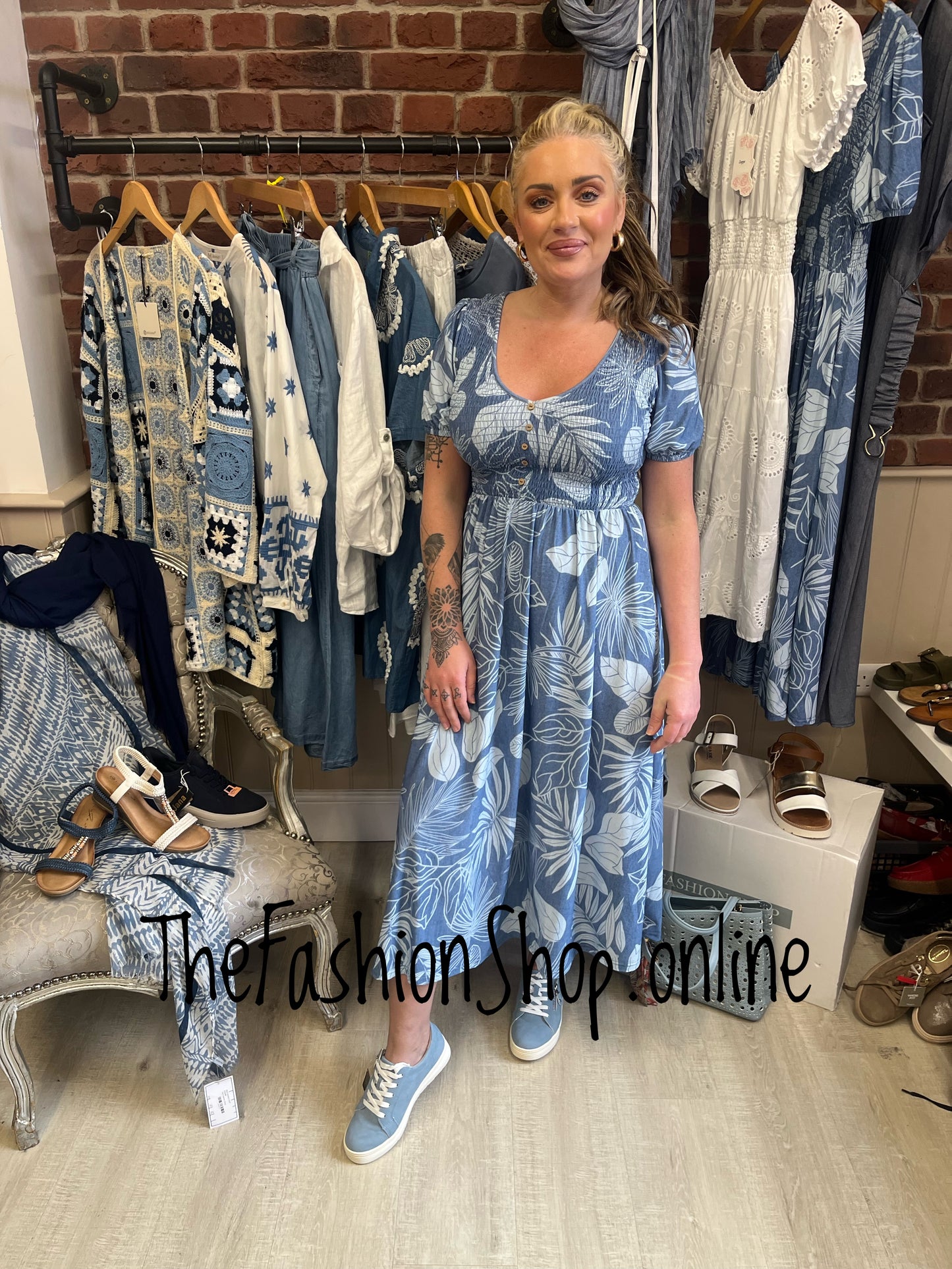 Maya denim blue midi dress sizes 10-12, 14-16 and 18