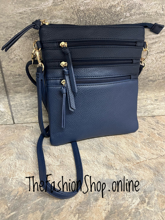 Maxine navy multi pocket messenger bag