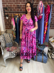 Stella Morgan multi pink angel sleeve dress sizes 12-20