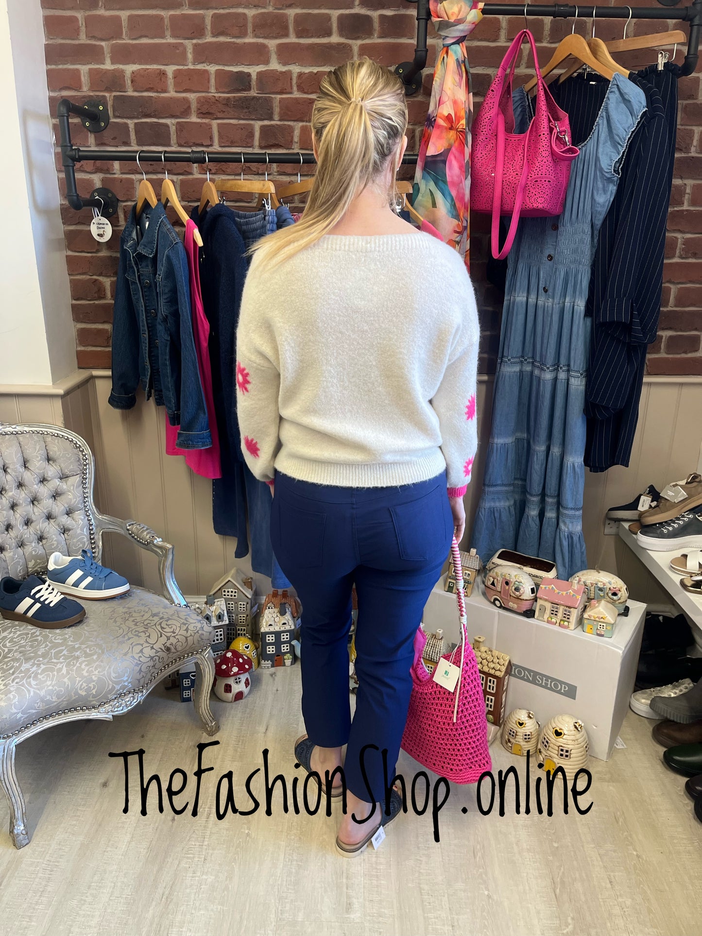 Kara hot pink and beige wool mix jumper 8-16