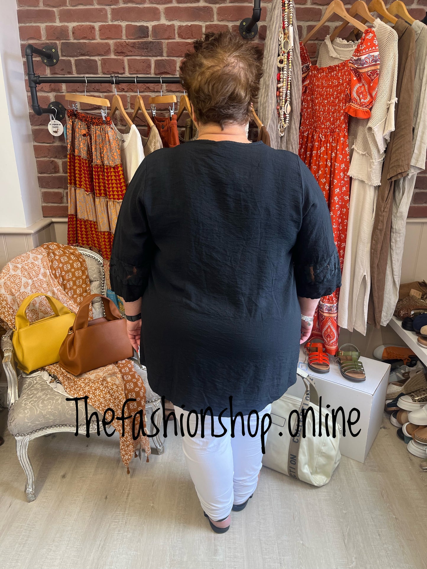 Sadie black crochet detail top 16-22