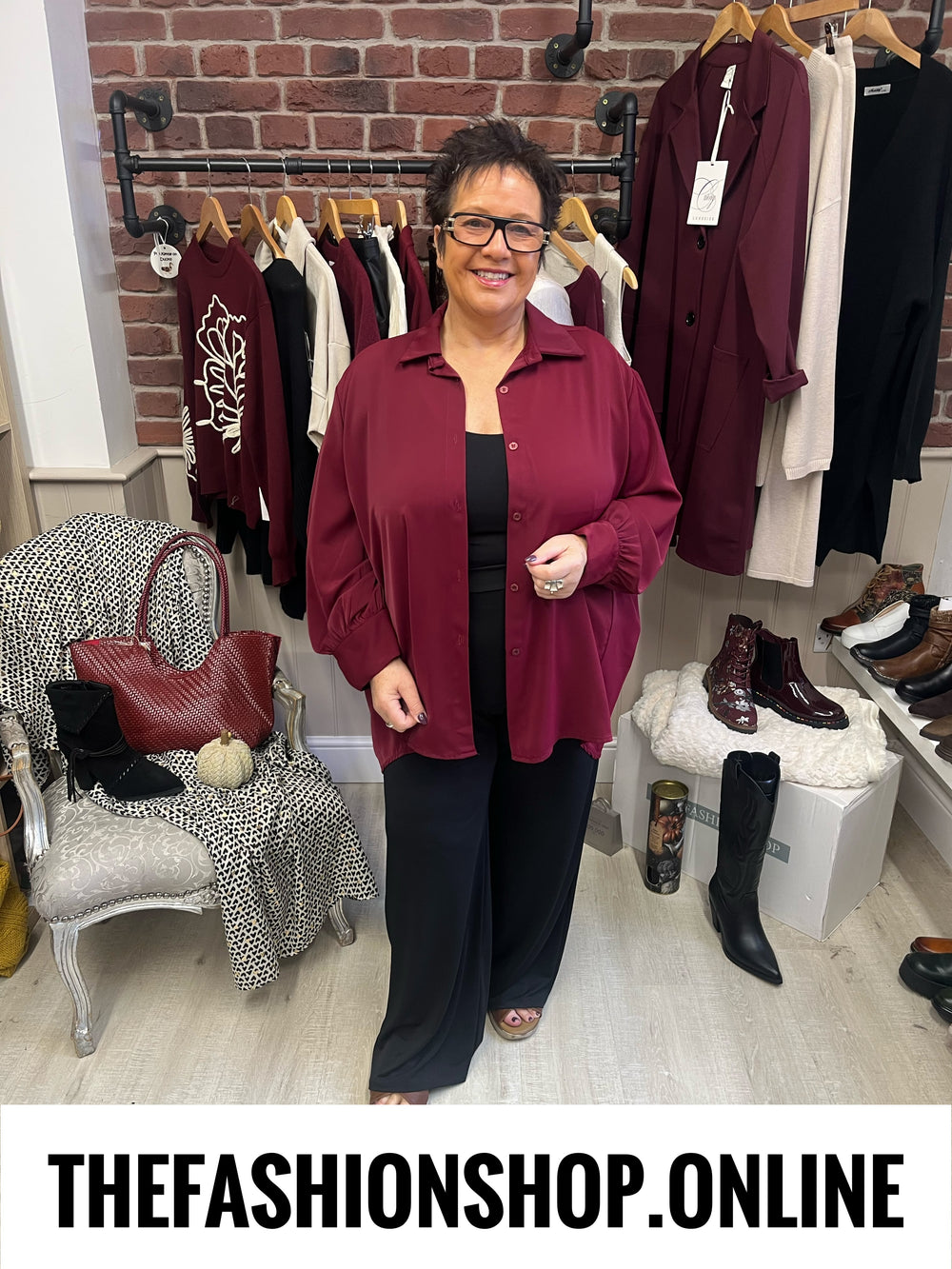 Janice wine high low blouse 20-24