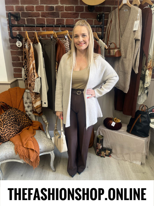 Erika beige edge to edge wool mix cardigan 8-16