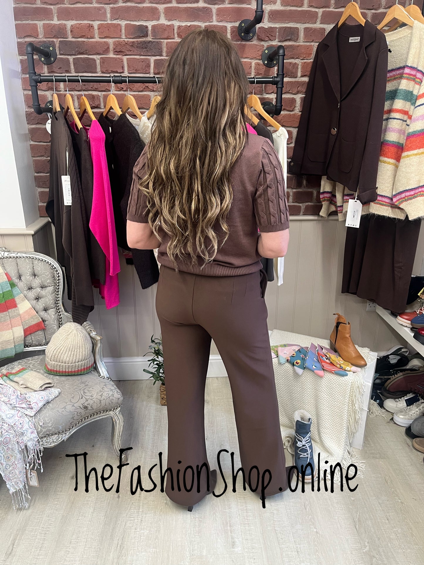 Jasmine brown cable knit button top 8-16