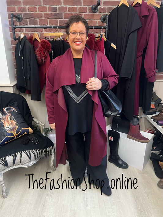 Erin wine waterfall jacket 14-22