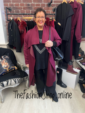 Erin wine waterfall jacket 14-22