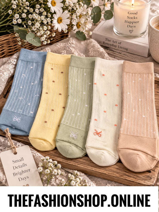 Zelly 5 pack Cora dotty ankle socks 3-7