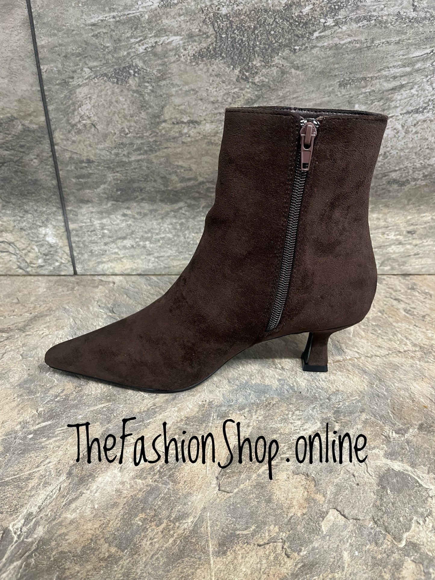 Jada brown faux suede heeled boots sizes 3-8 (36-41)