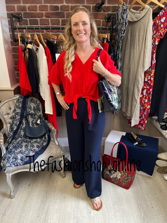 Sandy navy wide leg trousers 8-14