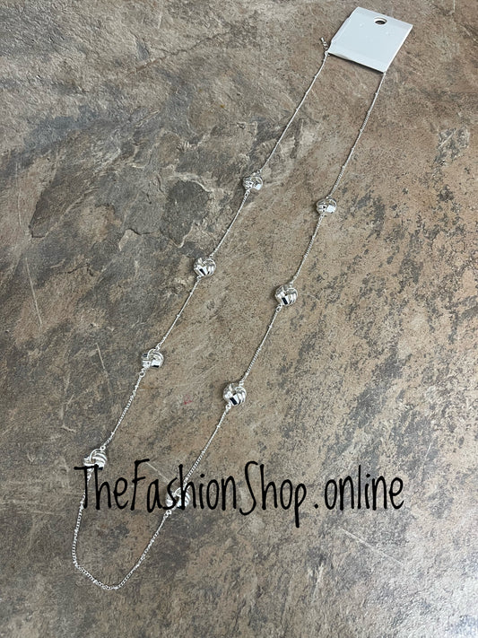 Long silver knot necklace