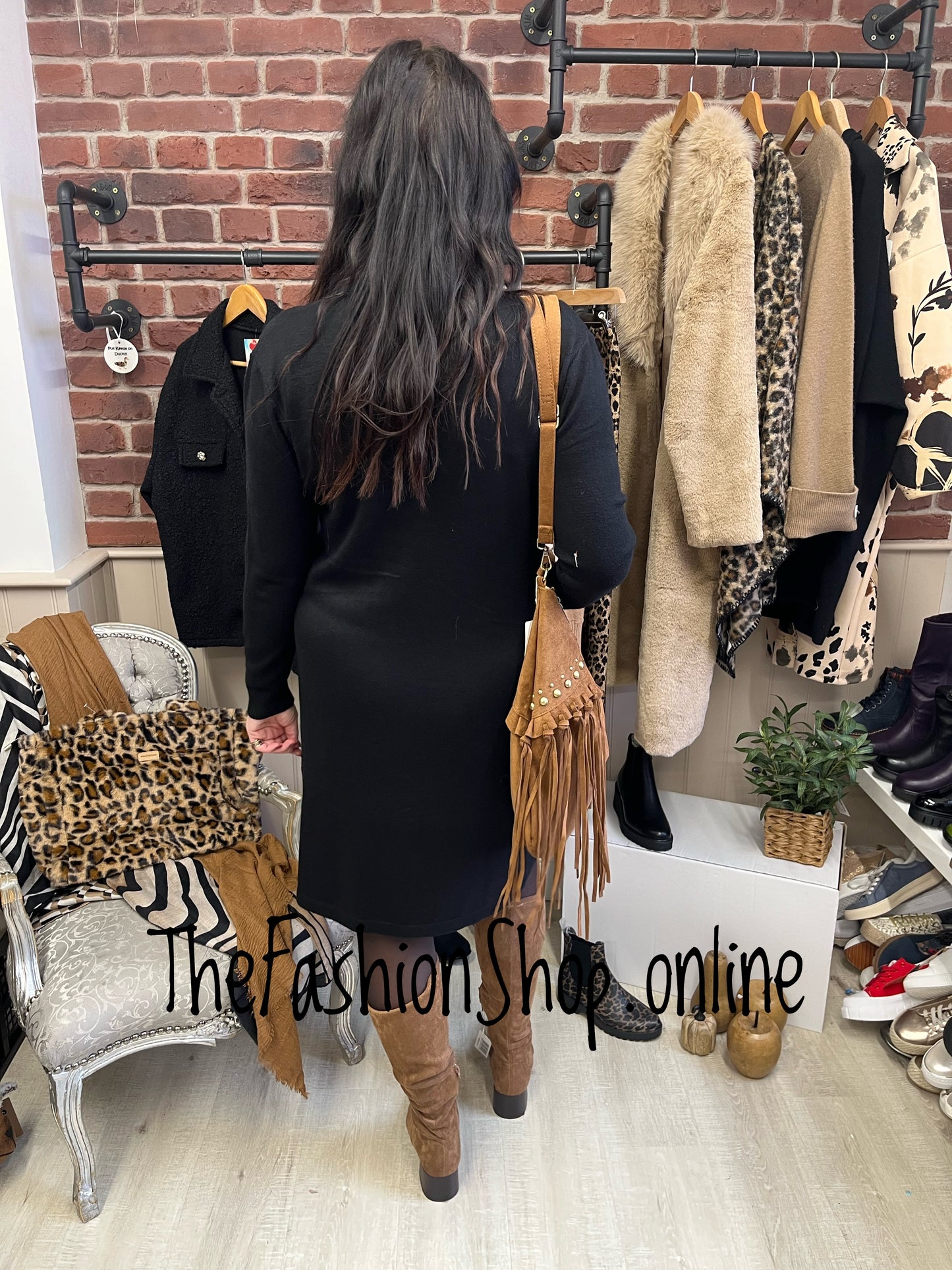 Esther black cashmere mix jumper dress 12-16