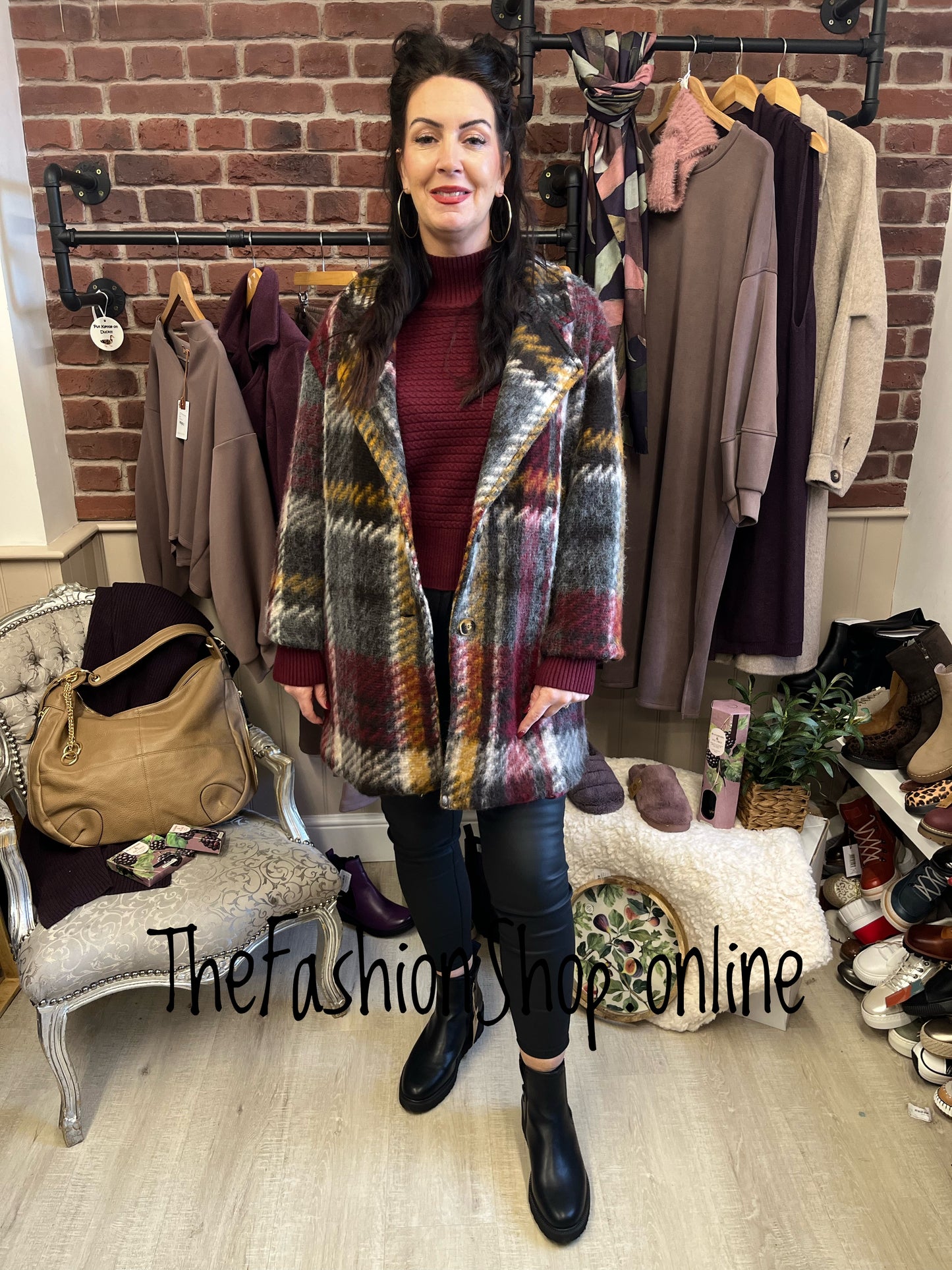 Zara Multicolour Wool Checked Coat 12-18