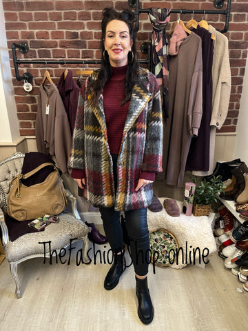 Zara Multicolour Wool Checked Coat 12-18