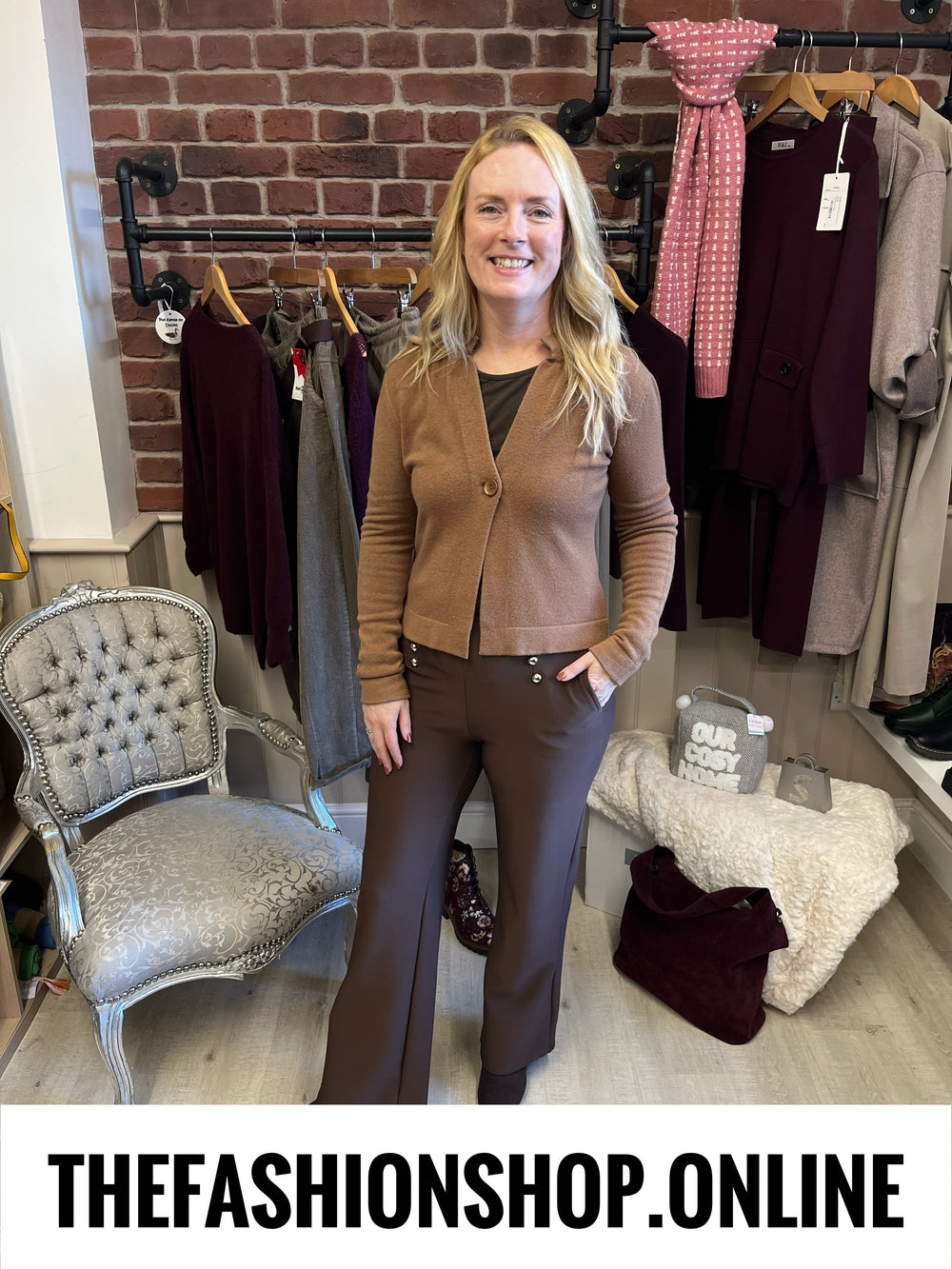 Lucy camel one button cardigan 8-14