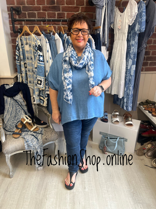 Fly Out denim high low tunic 16-22