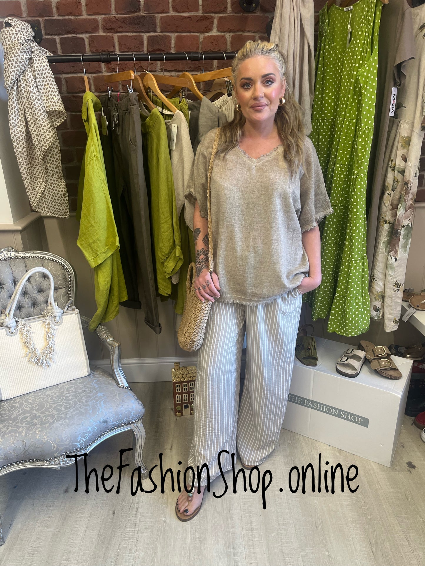 Rosa mocha raw edge linen mix top 14-18
