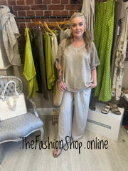 Rosa mocha raw edge linen mix top 14-18