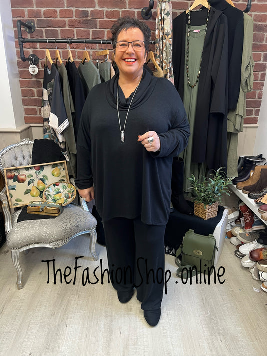 Athena Black soft cowl top 18-24