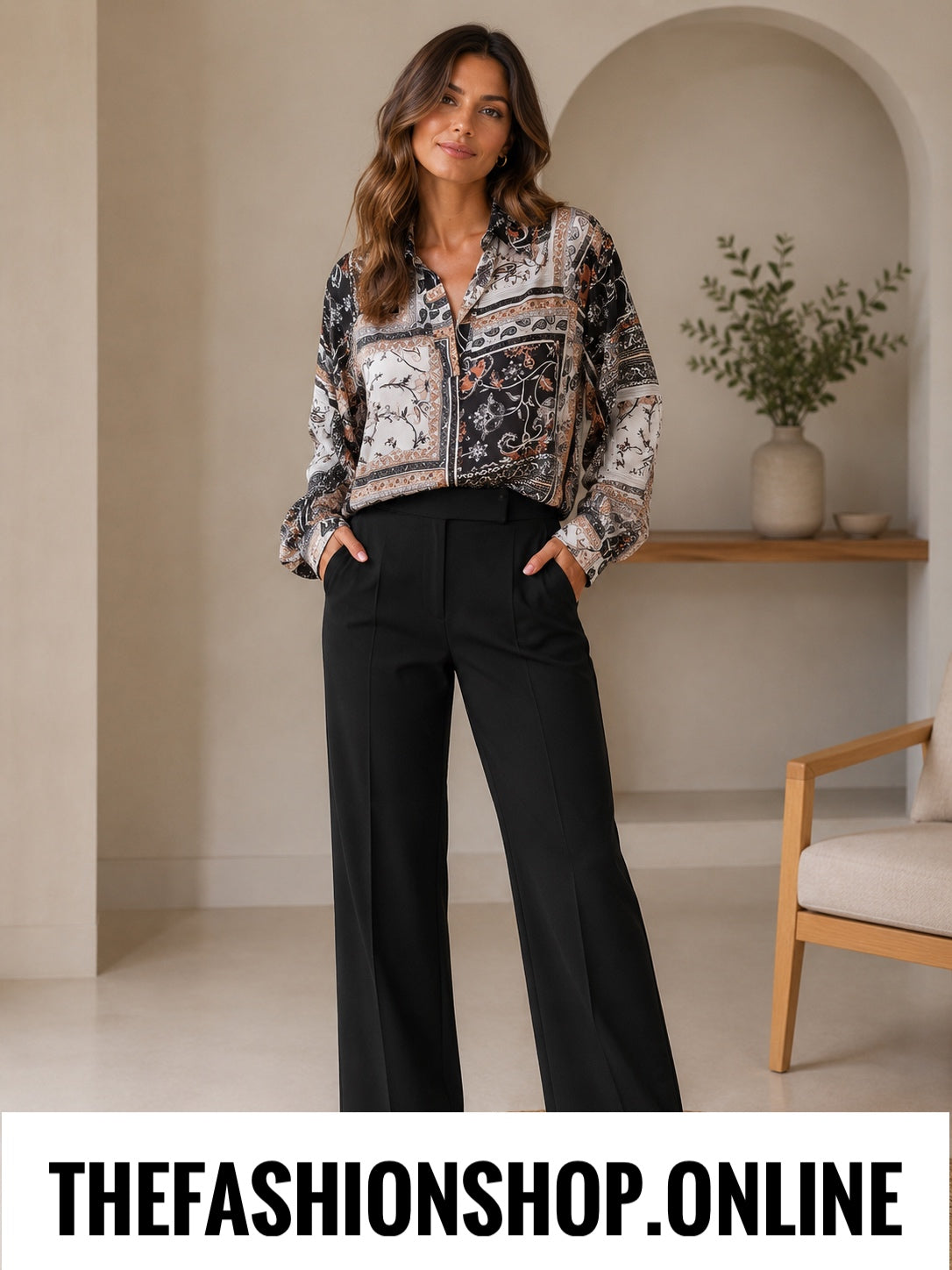 Busy black tailored trousers 29 inch inside leg sizes 12-24