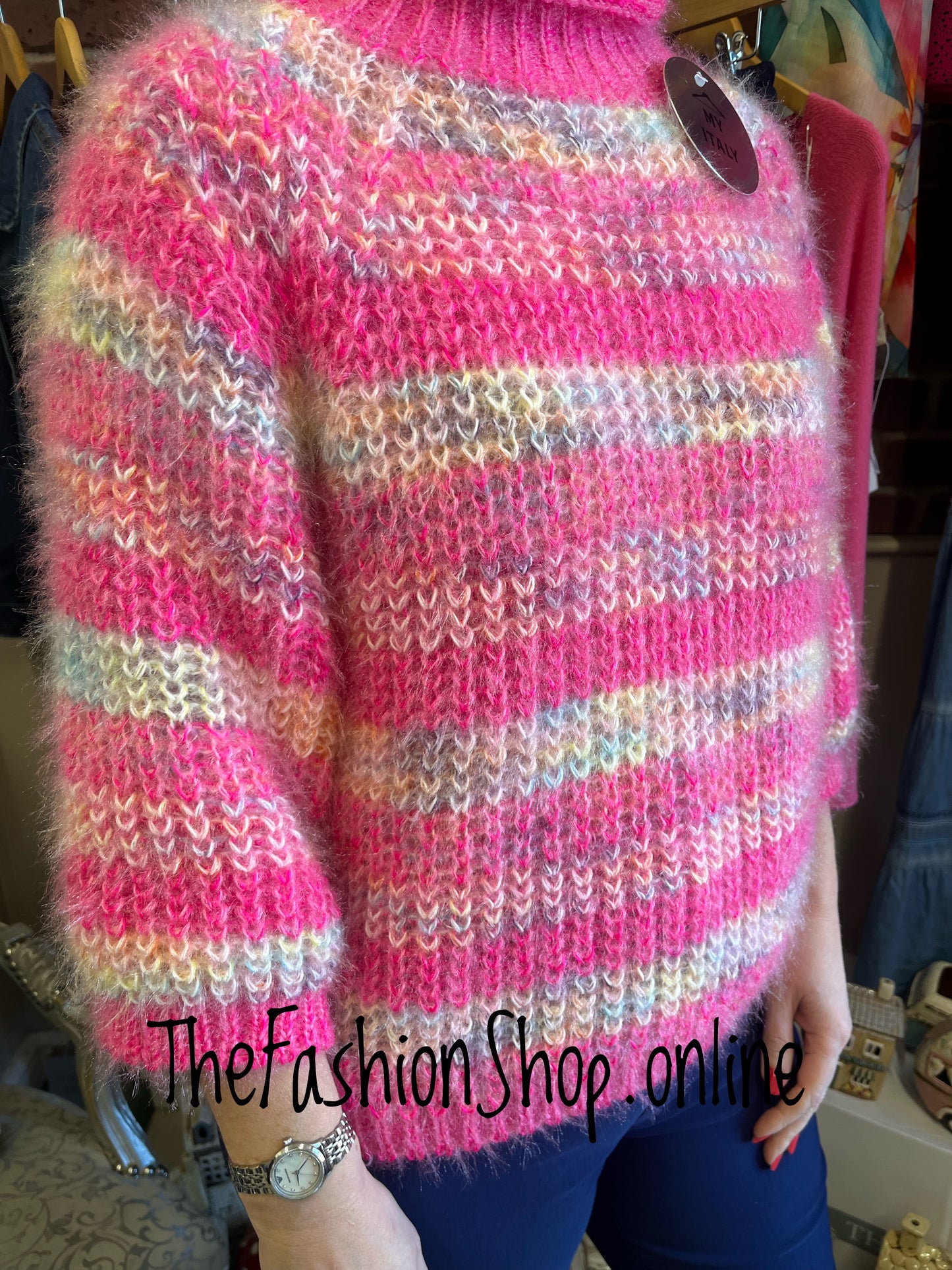 Lyla hot pink rainbow jumper 8-16