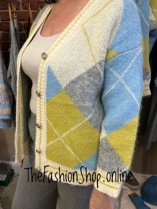 Sara wool mix argyle cardigan 12-16