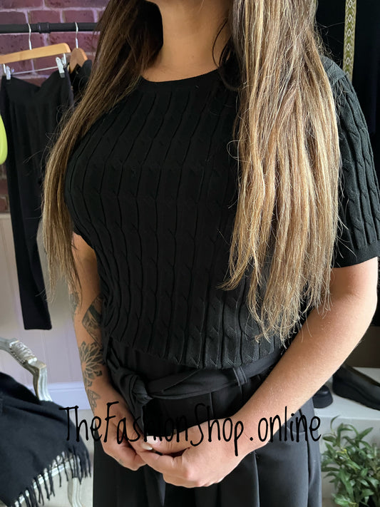 Bella black cable knit top 8-16
