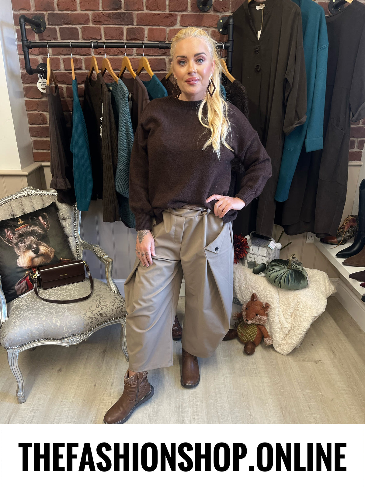Lauren brown wool mix jumper 10-16