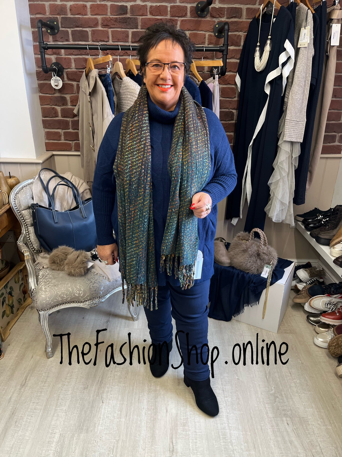 Amelia Navy cable knit polo jumper 12-22