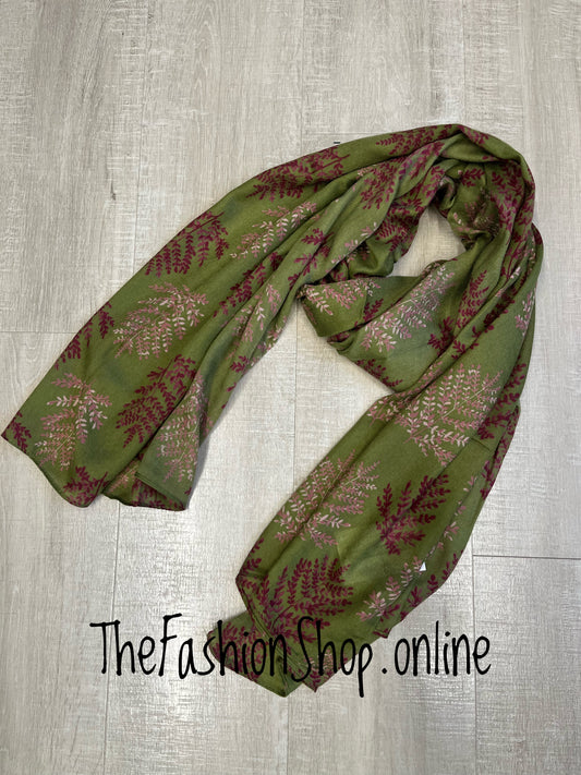 Autumn Branches in Olive Scarf