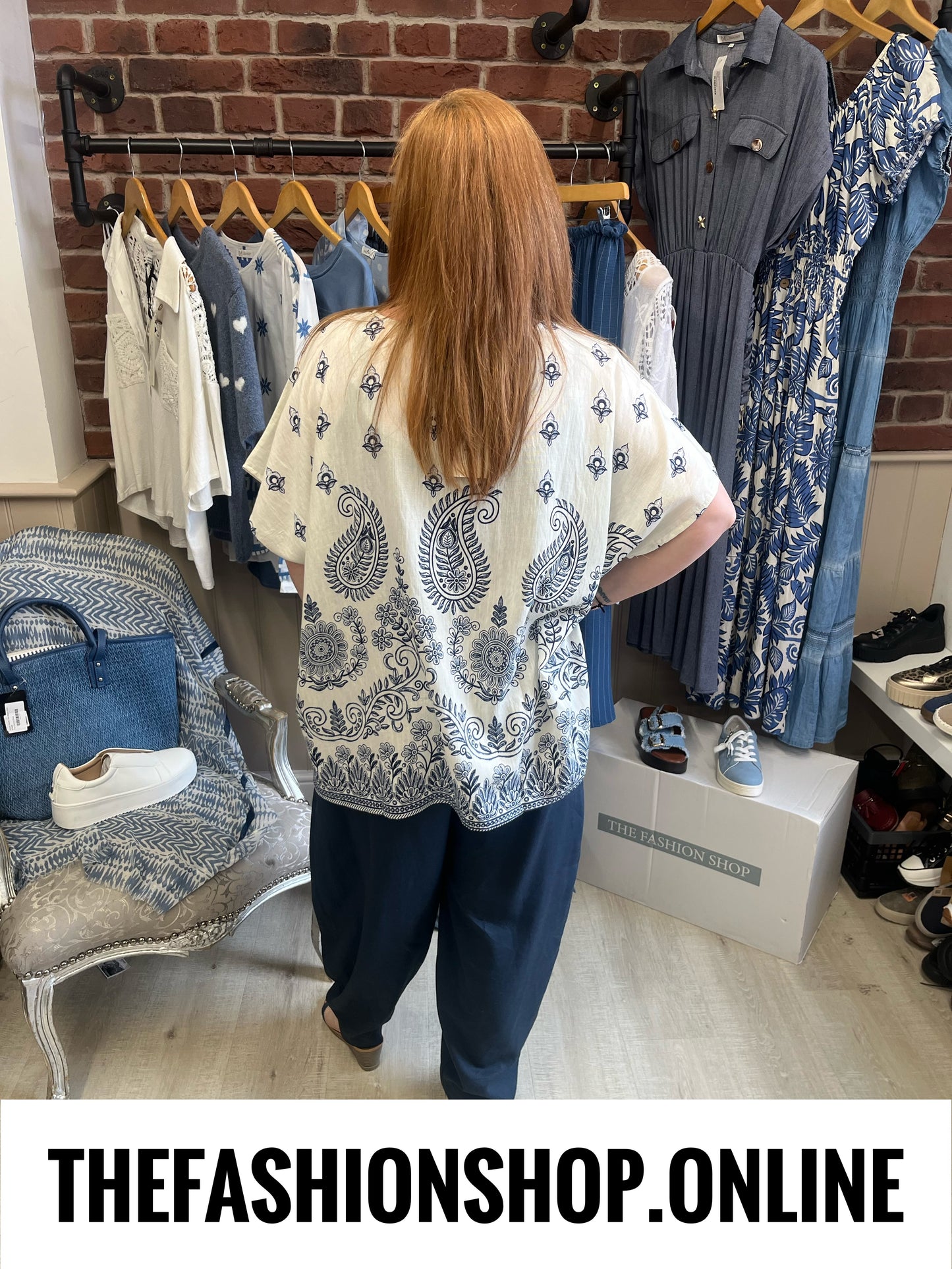 Anna white paisley linen mix top 14-20