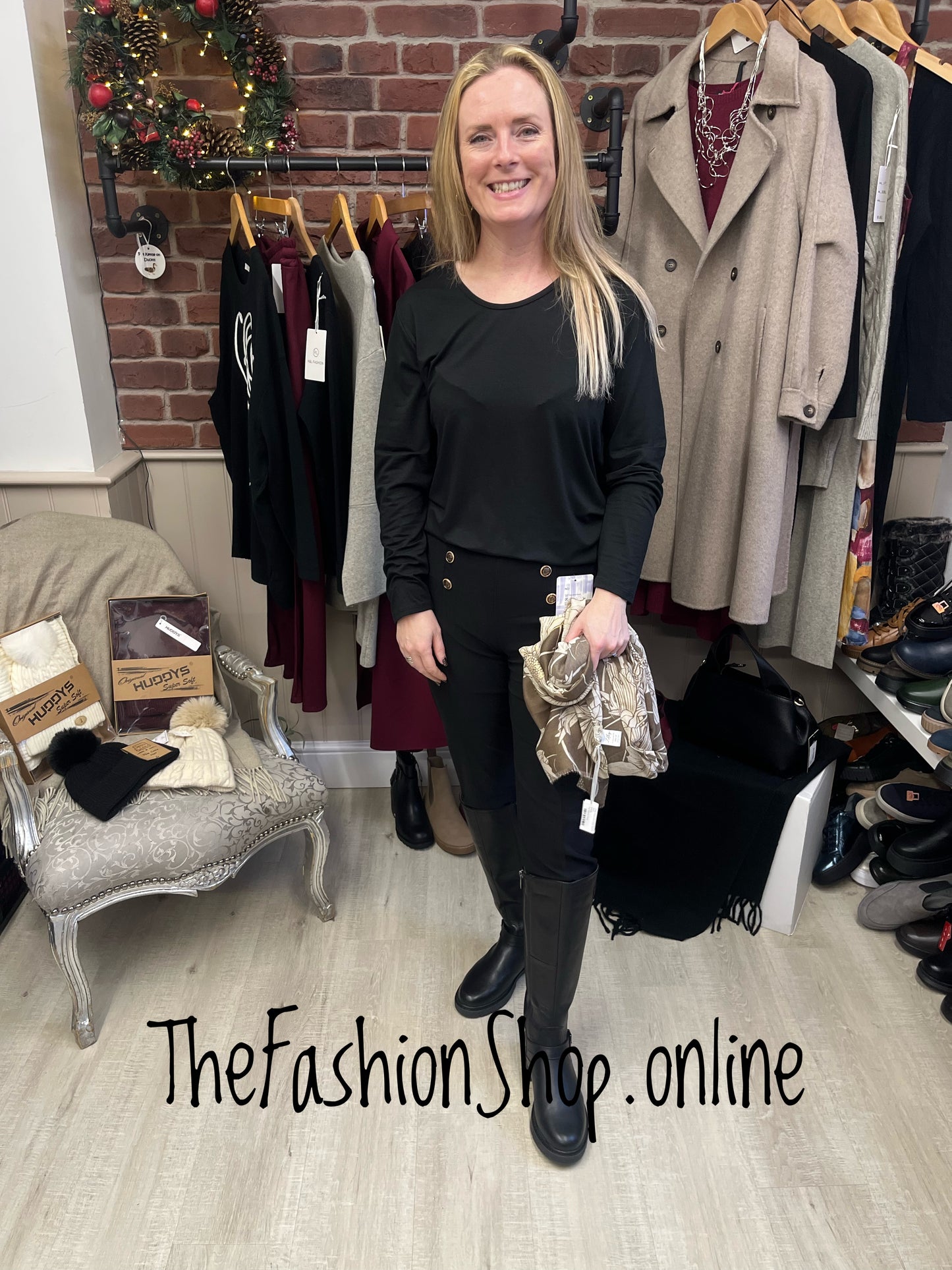 Tia black long sleeve layering top 12-18