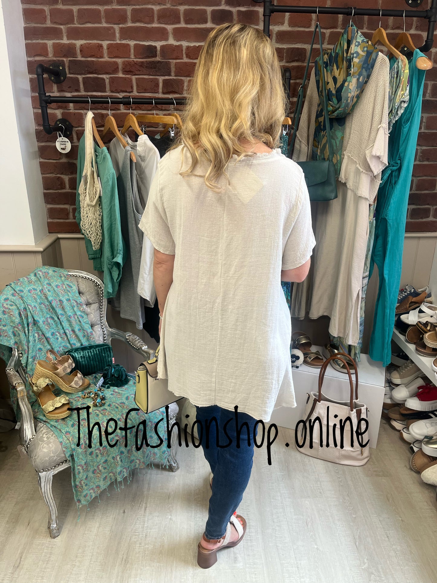 Tanya cream linen mix top 10-16
