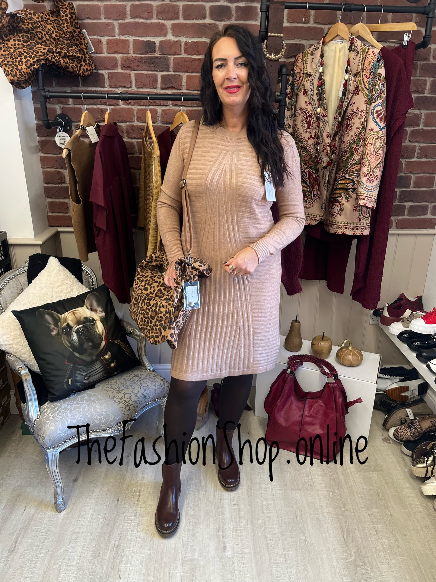 Janine camel cashmere mix jumper dress 12-16