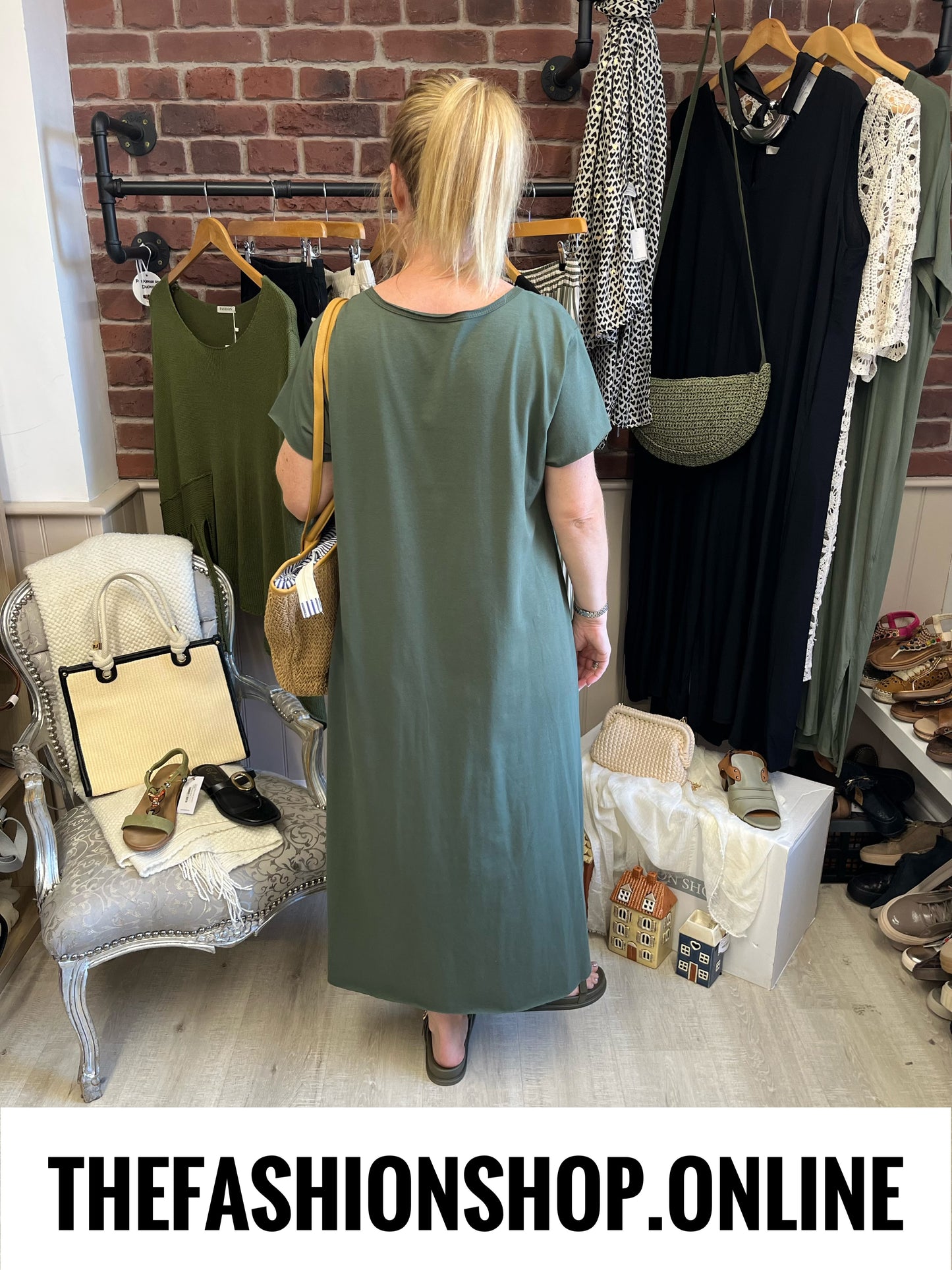 Eden Khaki Gold Fishbone dress 10-18