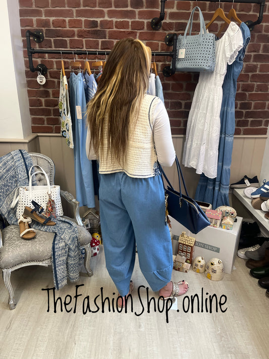 Estelle denim blue pocket trousers 10-18