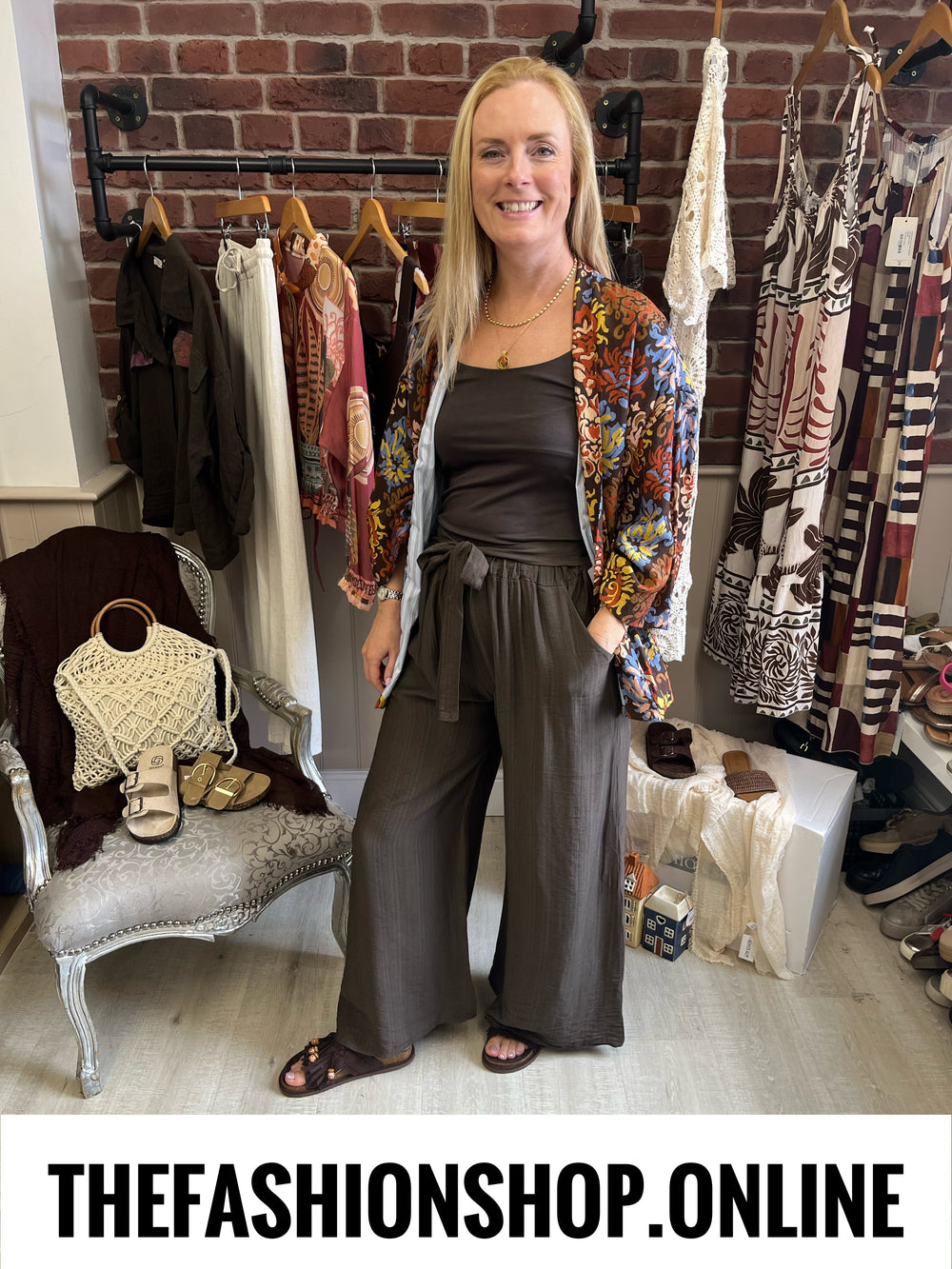 Vanessa brown wide leg trousers 10-16